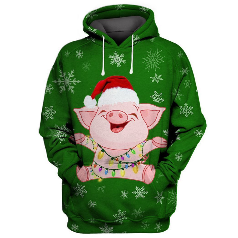 3D Printing Xmas - HX Funny Piggy Christmas Hoodies Fashion