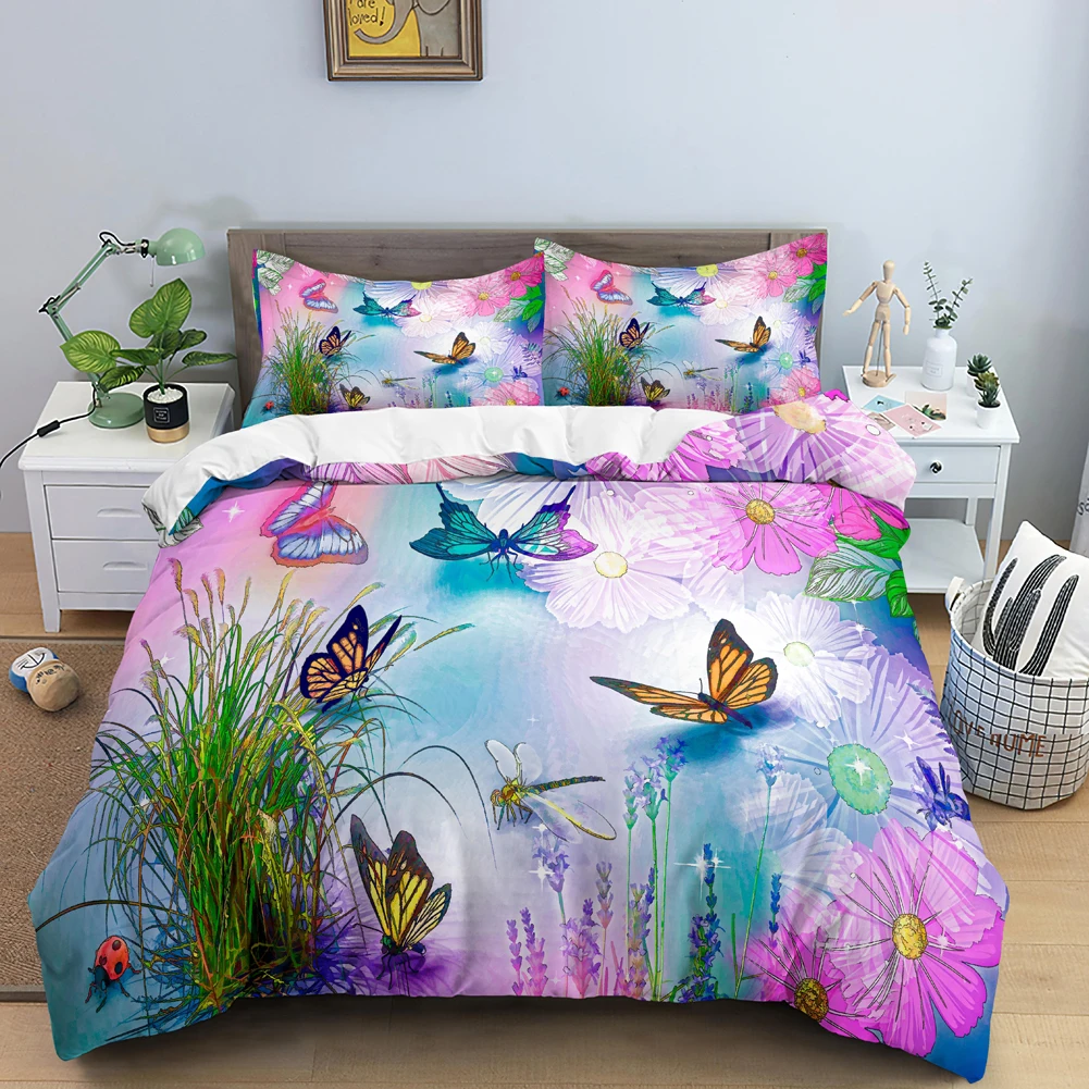 3D Printing Quilting - Butterfly Bedding Set 3D Flower Duvet
