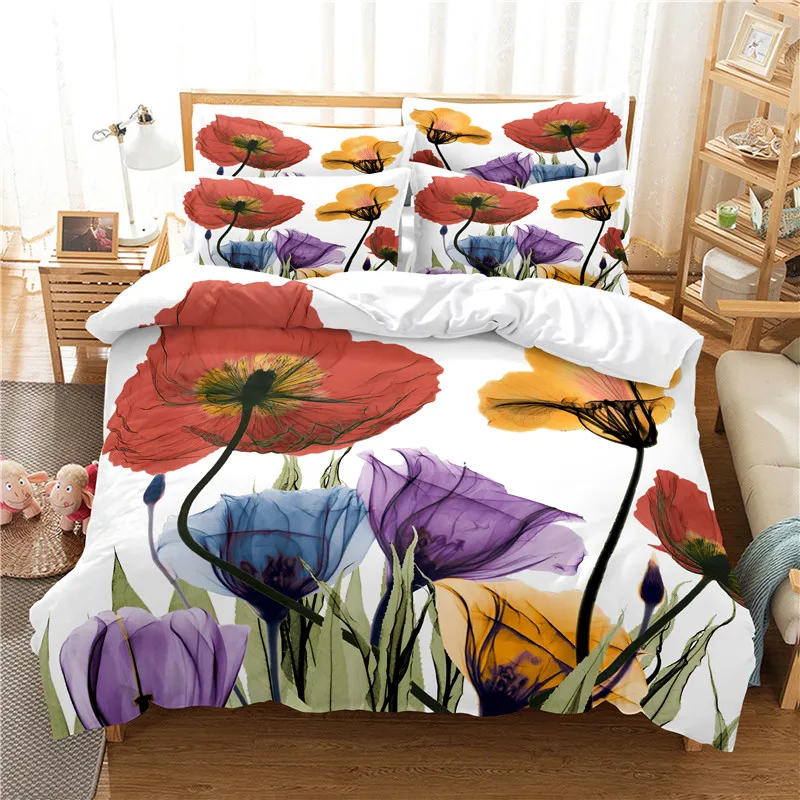 Flowers Bedding Set Duvet Cove - 3D Printing House 评论和价格