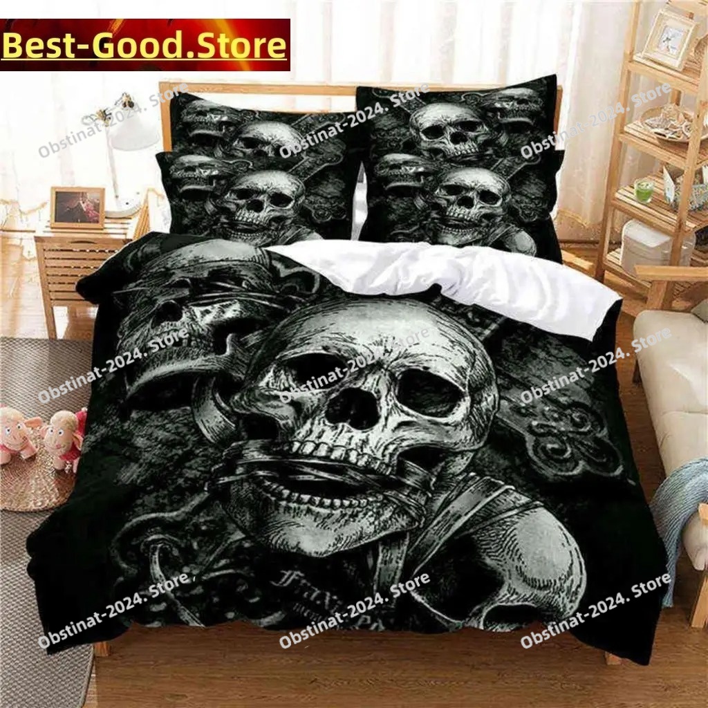 Skull Duvet Cover Set Twin Siz - 3D Printing Quilting 评论和价格