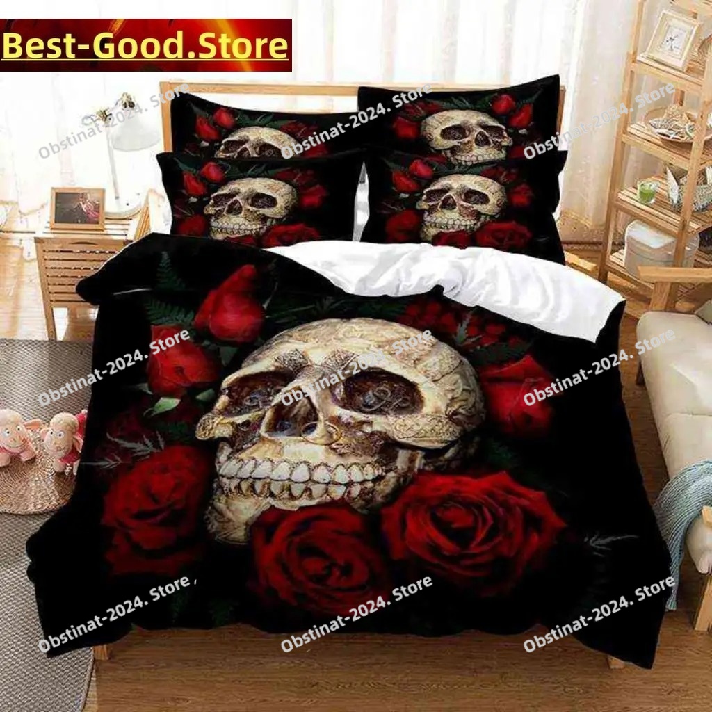 Skull Duvet Cover Set Twin Siz - 3D Printing Quilting 评论和价格