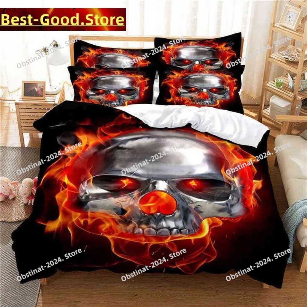 Skull Duvet Cover Set Twin Siz - 3D Printing Quilting 评论和价格