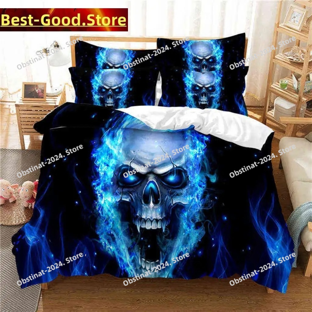 Skull Duvet Cover Set Twin Siz - 3D Printing Quilting 评论和价格