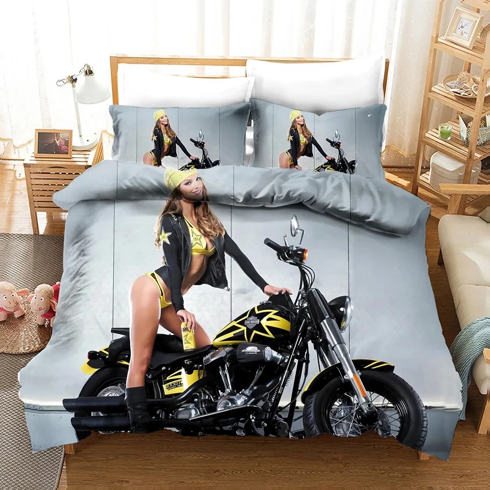 Sexy Girl Motocross Duvet Cove - 3D Printing Quilting 评论和价格