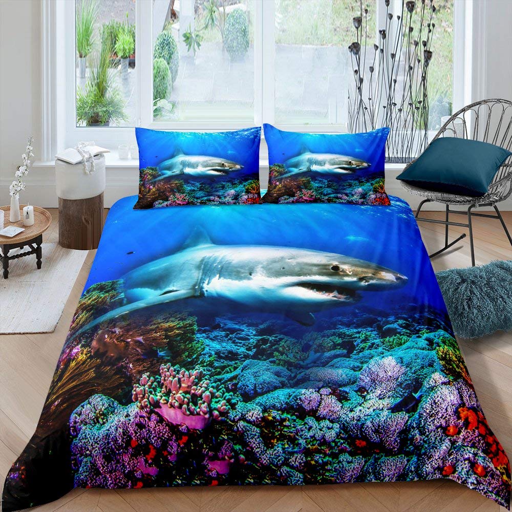 Fish Duvet Cover Set Ocean Bed - 3D Printing Quilting 评论和价格