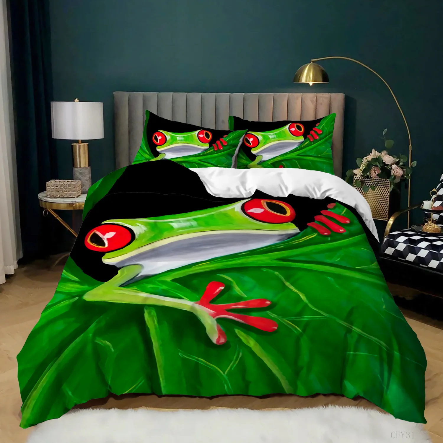 Frog Duvet Cover Set King Size - 3D Printing Quilting 评论和价格