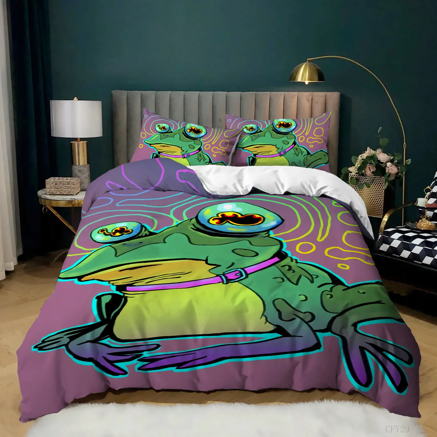 Frog Duvet Cover Set King Size - 3D Printing Quilting 评论和价格