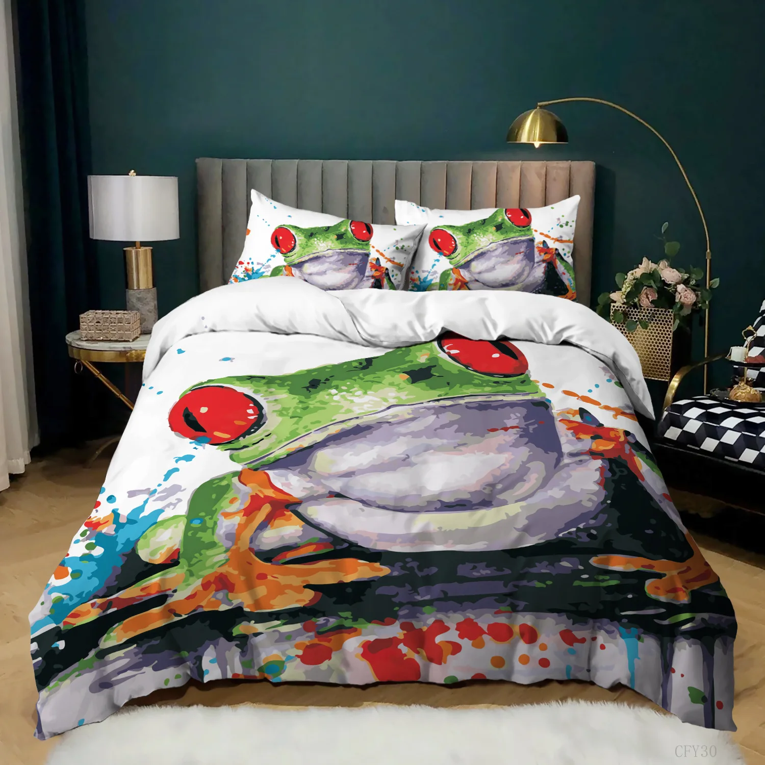 Frog Duvet Cover Set King Size - 3D Printing Quilting 评论和价格