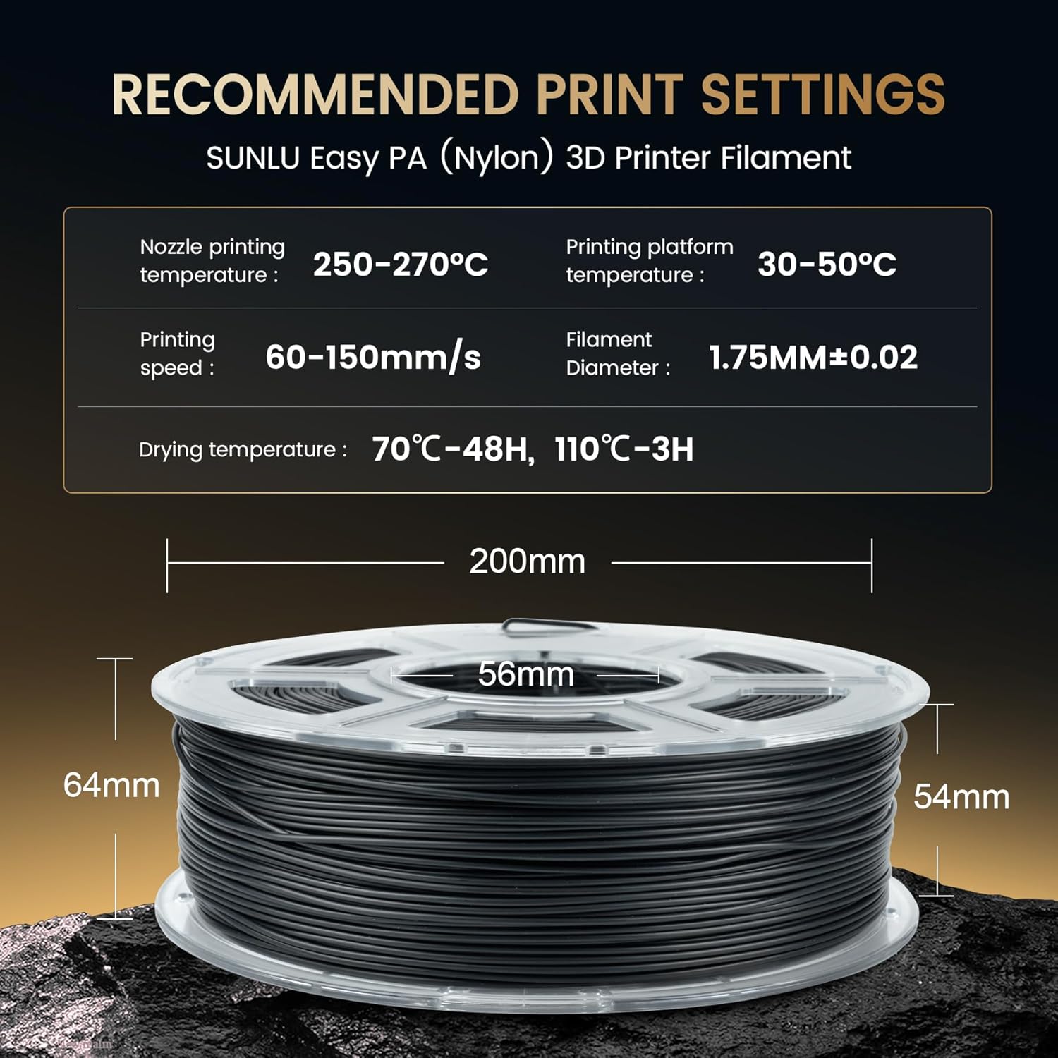 SUNLU 2KG Easy-to-Print Nylon  - 3D Printing Nylon 评论和价格